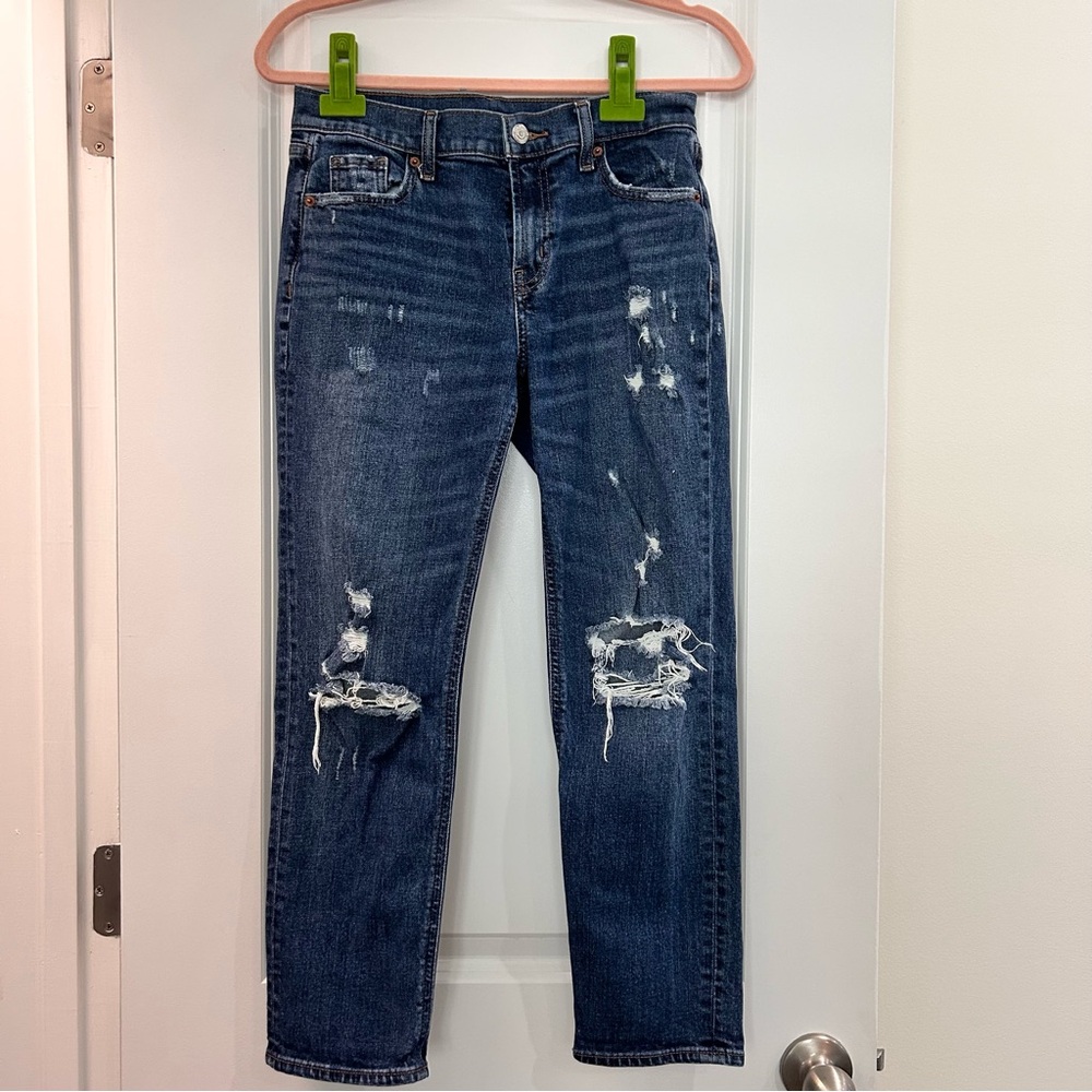 Old Navy Women’s Boyfriend Fit Ripped Blue Jeans